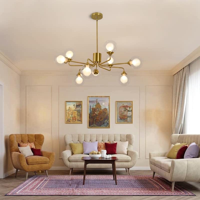 9-Light Sputnik Chandelier - Brass