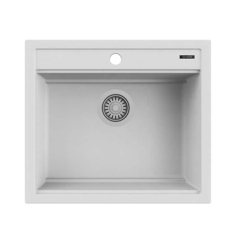 Ruvati 23-inch epiCube Granite Composite Workstation Drop-in Bar Prep Sink Matte White - RVG1622WH