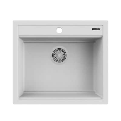 Ruvati 23-inch epiCube Granite Composite Workstation Drop-in Bar Prep Sink Matte White - RVG1622WH