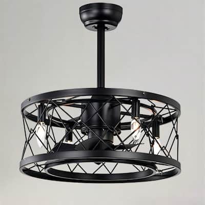 Cusp Barn 20-inch Modern Industrial Ceiling Fan with Light, Reversible 3-speed Enclosed Ceiling Fan Light with Remote Control