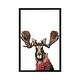 preview thumbnail 7 of 13, iCanvas "Christmas Moose" by Big Nose Work Framed Ebony - 26x18
