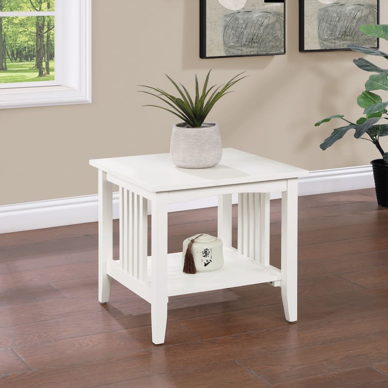 Porch & Den Clifton Mission Medium Oak Finish End Table - White - Wood