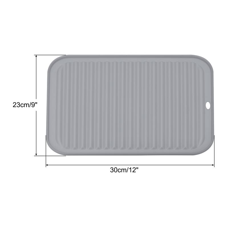 Dish Drying Mat, Reusable Sink Drain Pad Heat Resistant for Kitchen - 12 x 9 x 0.24 inch - Gray