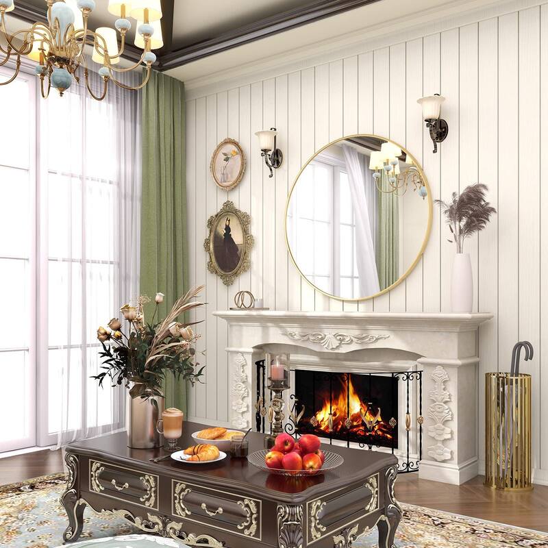 HOMLUX 24 Inch Round Wall Mirror with Gold Aluminum Alloy Frame Vanity Bathroom Mirrors for Over Sink Wall