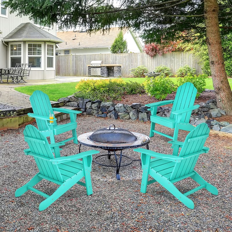 Costway 4PCS Patio Adirondack Chair Weather Resistant Garden Deck - 34'' x 31'' x 37''