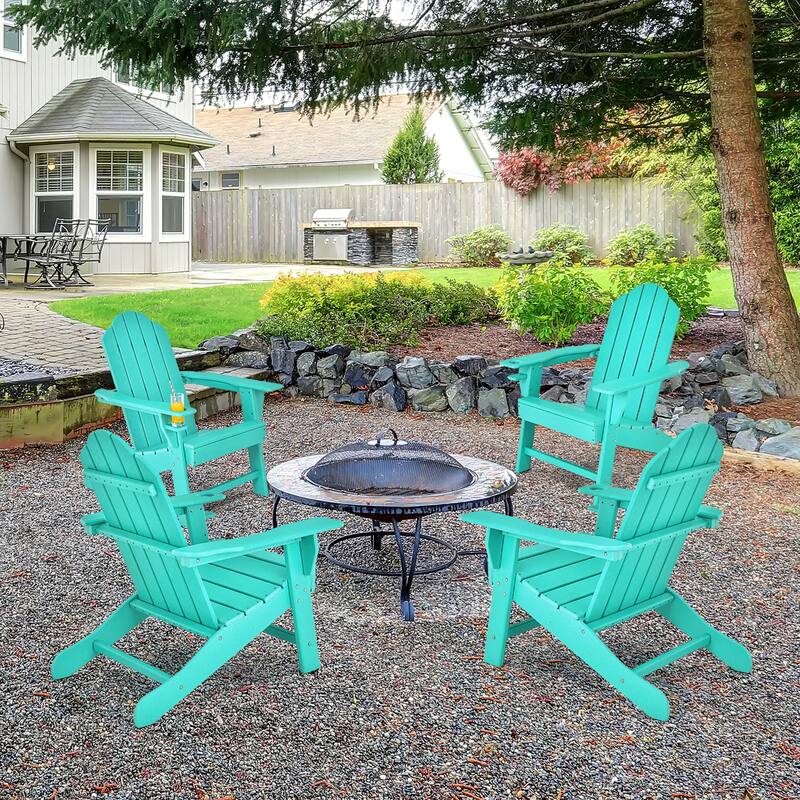 Costway Patio Adirondack Chair Weather Resistant Garden Deck W/Cup