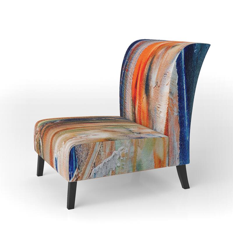 Designart "Colorful Abstract Painting Strokes II" Upholstered Modern Accent Chair and Arm Chair - Slipper Chair