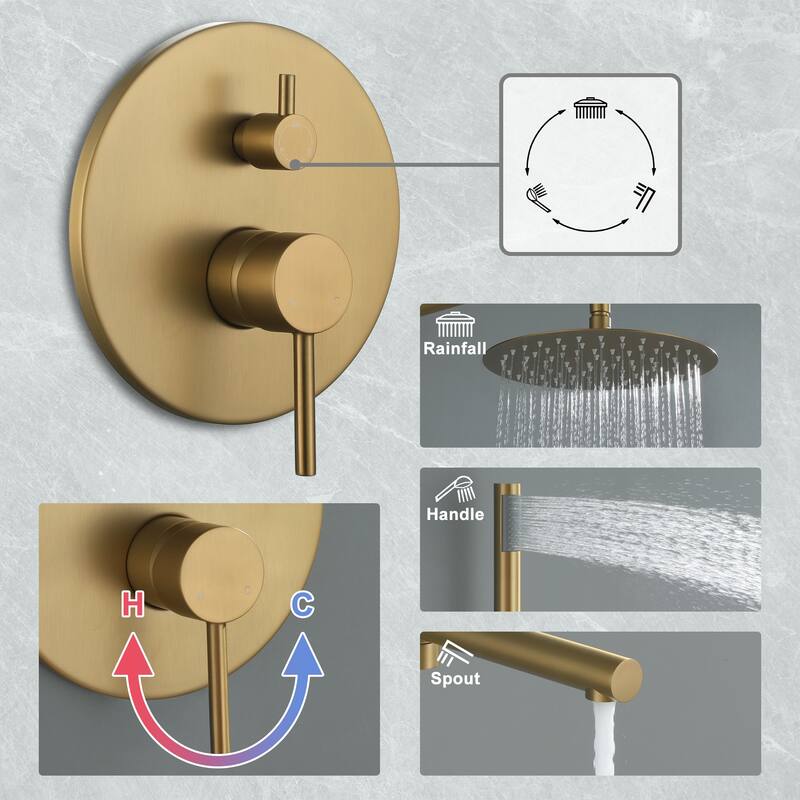 10-Inch Three-function Wall-mounted Round Shower Set