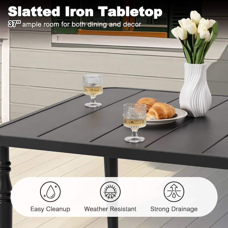 Patio 5PCS Metal Textilene Dining Set with Umbrella Hole and Swivel Chairs