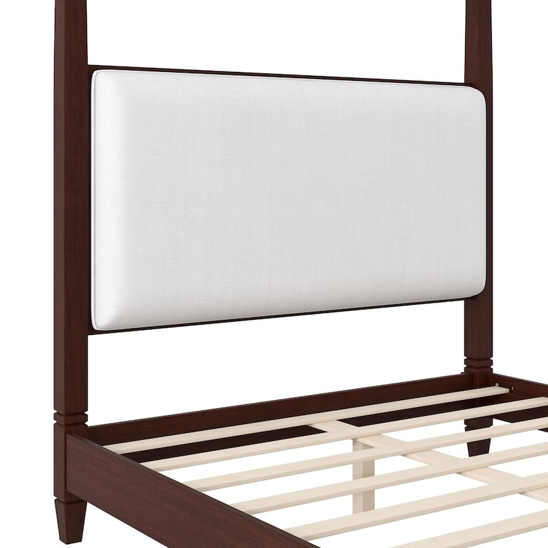 Canopy Platform Bed with Upholstered Headboard by Harper&Bright Designs