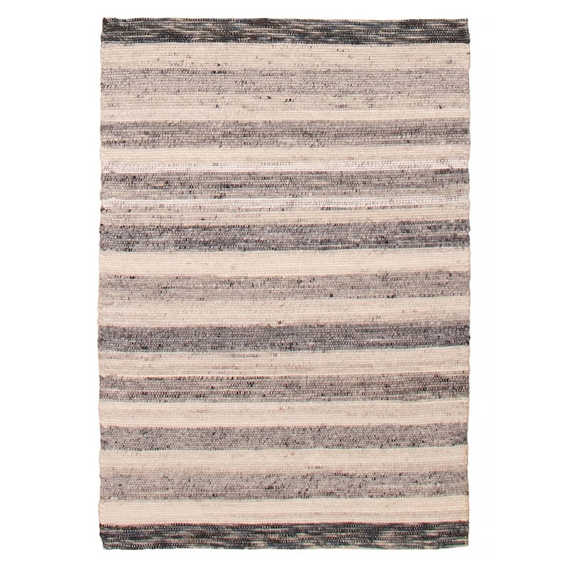 ECARPETGALLERY Braid weave Sienna Grey, Ivory Wool Rug - 4'0 x 5'9 - Grey/ Ivory - 4'0 x 5'9