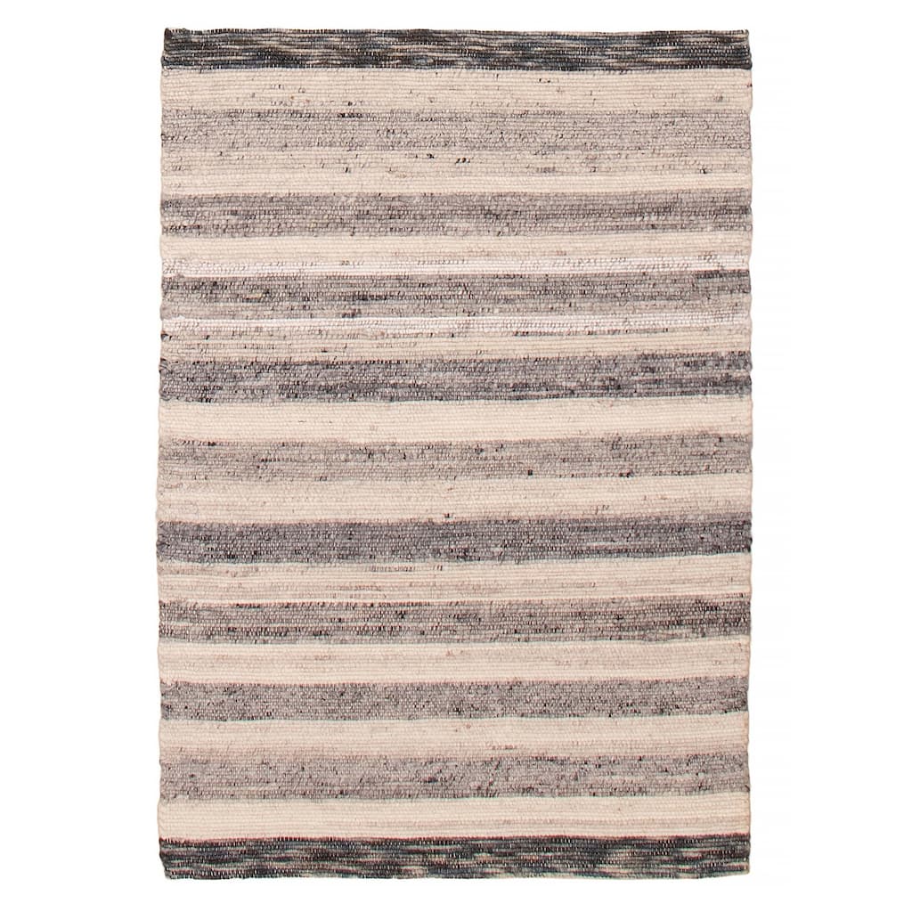 ECARPETGALLERY Braid weave Sienna Grey, Ivory Wool Rug - 4'0 x 5'9