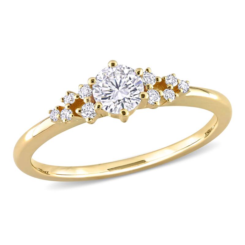 Miadora 10k Yellow Gold 1/2ct TDW Diamond Cluster Engagement Ring