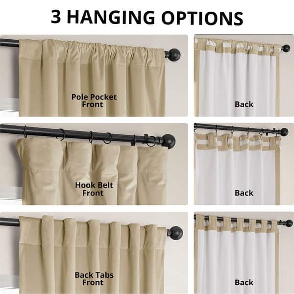 dimension image slide 17 of 21, Exclusive Fabrics Heritage Plush Velvet Room Darkening Curtains (1 Panel) Luxury Velvet Curtains for Bedroom & Living Room.