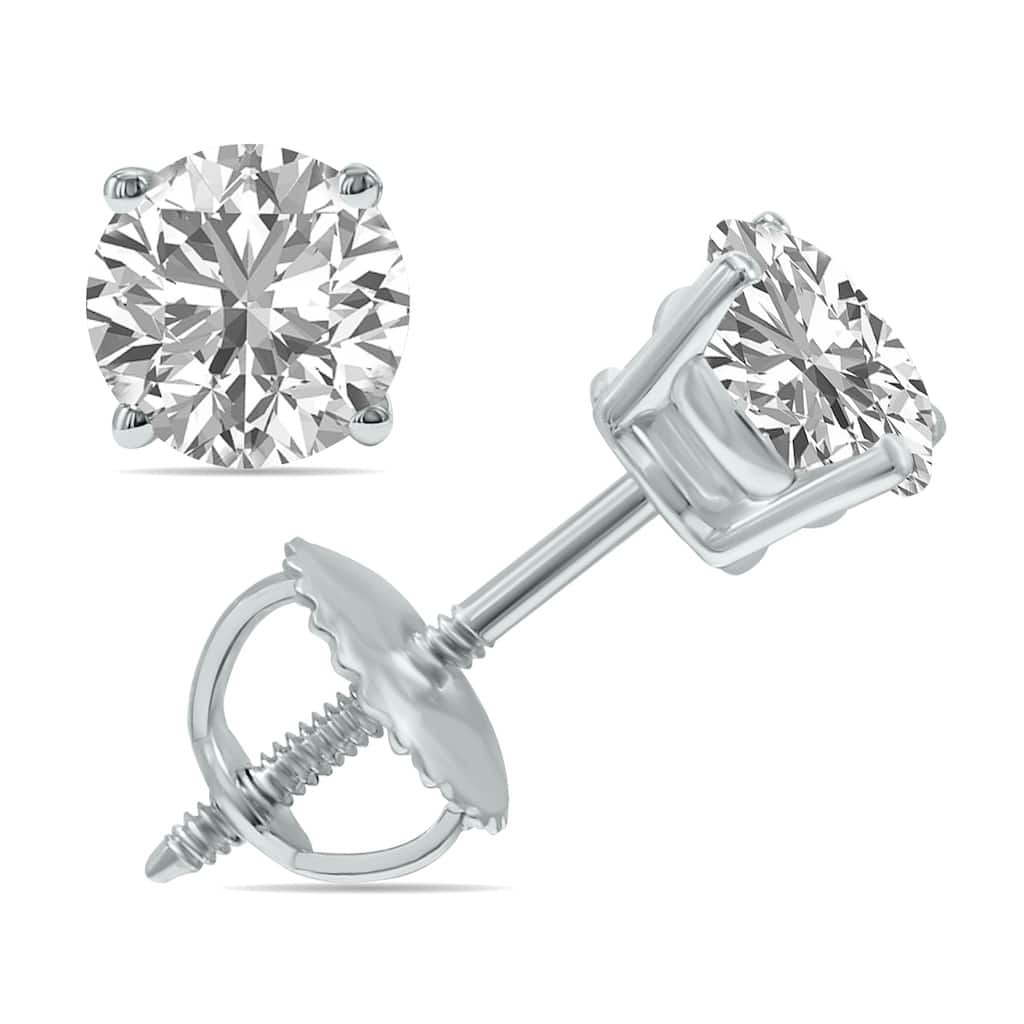 Marquee Certified 1.50 Carat TW Lab Grown Diamond Solitaire Earrings in 14K White Gold (F-G Color, VS1-VS2 Clarity)