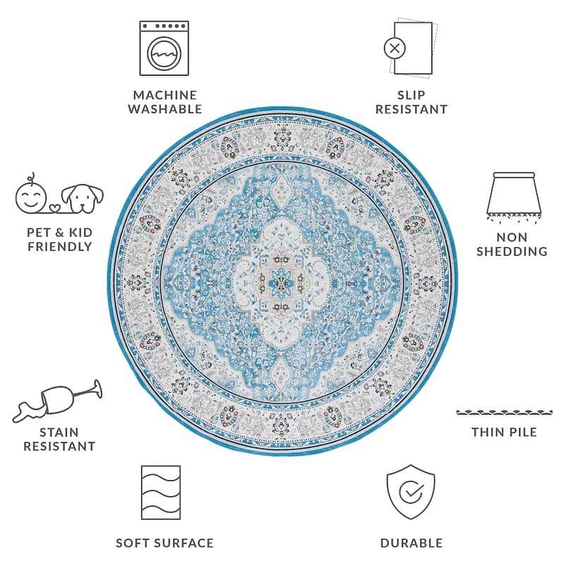 SAFAVIEH Tucson Machine Washable Slip Resistant Willa Traditional Rug