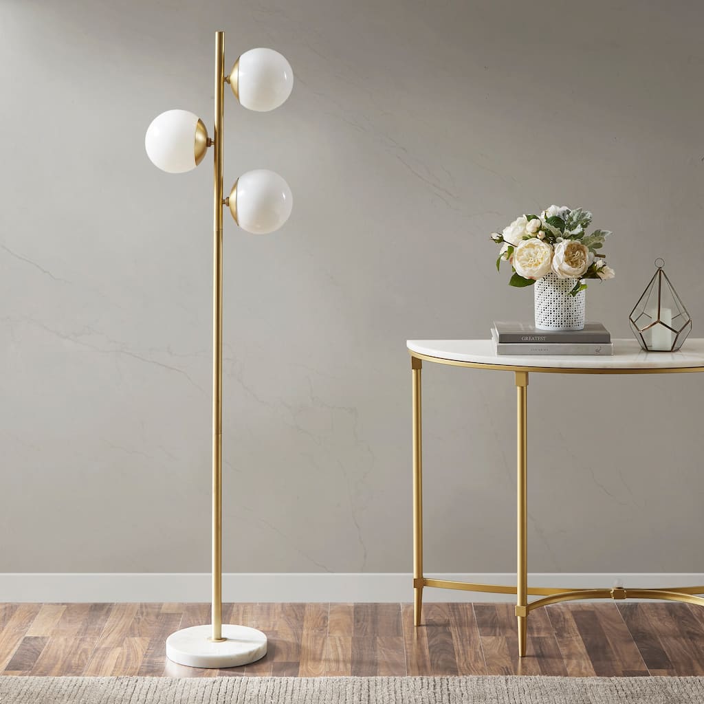 INK+IVY Holloway 3-Globe Light Floor Lamp with Marble Base
