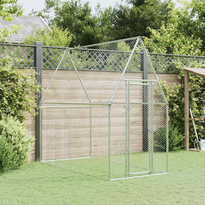 vidaXL Chicken Cage Silver 39.4"/78.7"/157.5"x39.4"x74.8" Galvanized Steel