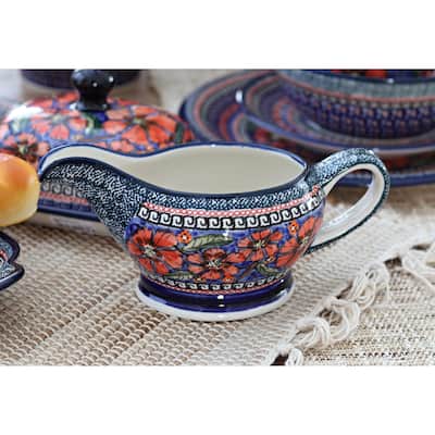 Blue Rose Polish Pottery 1258 Zaklady Gravy Boat