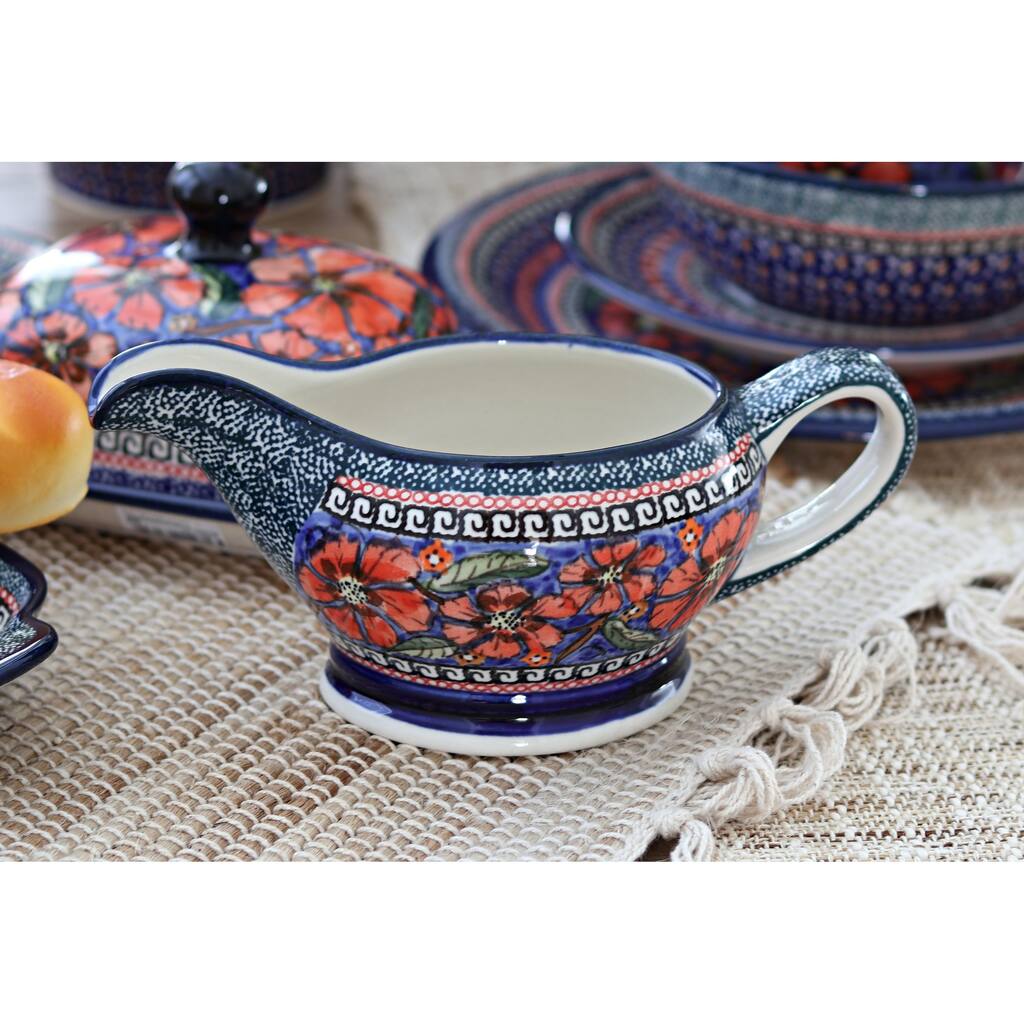 Blue Rose Polish Pottery 1258 Zaklady Gravy Boat