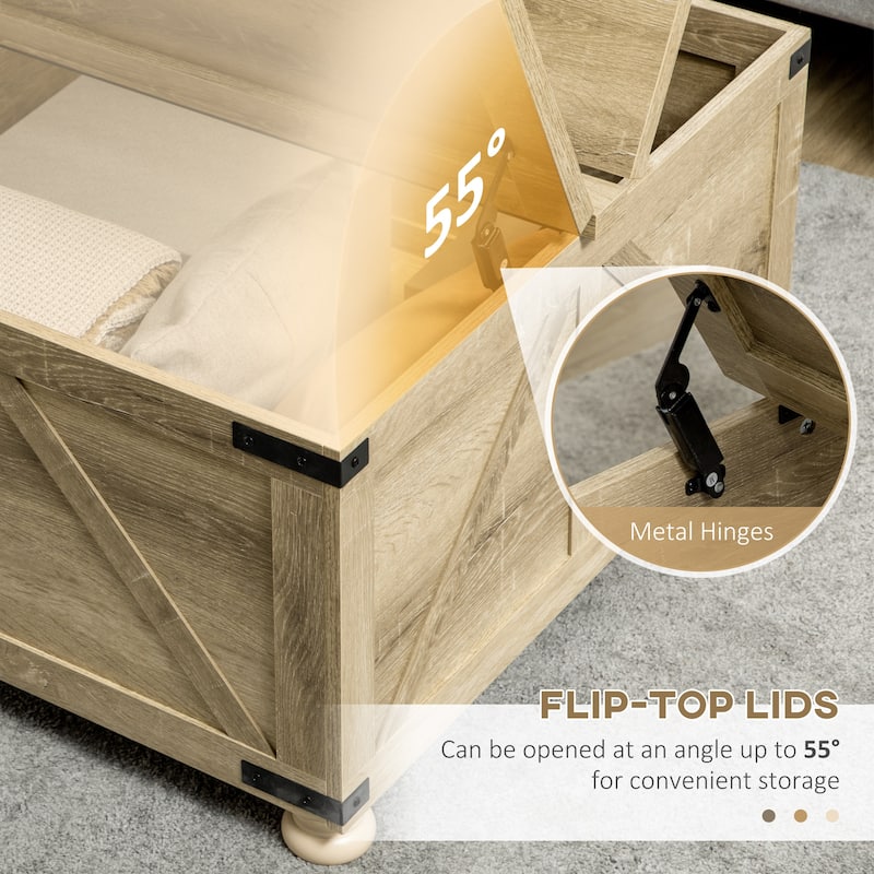 HOMCOM Coffee Table, Square Center Table with Flip-top Lids, Hidden Storage Compartment and Wooden Legs for Living Room