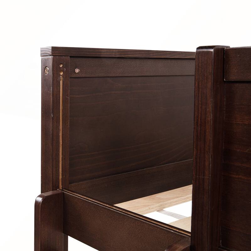 Queen Over Queen Bunk Bed with Built-in Storage Cabinets and Charging Station