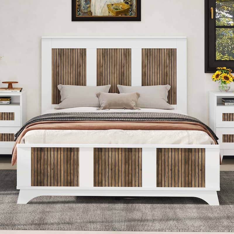 Farmhouse Wooden Platform Full Size Bed - White