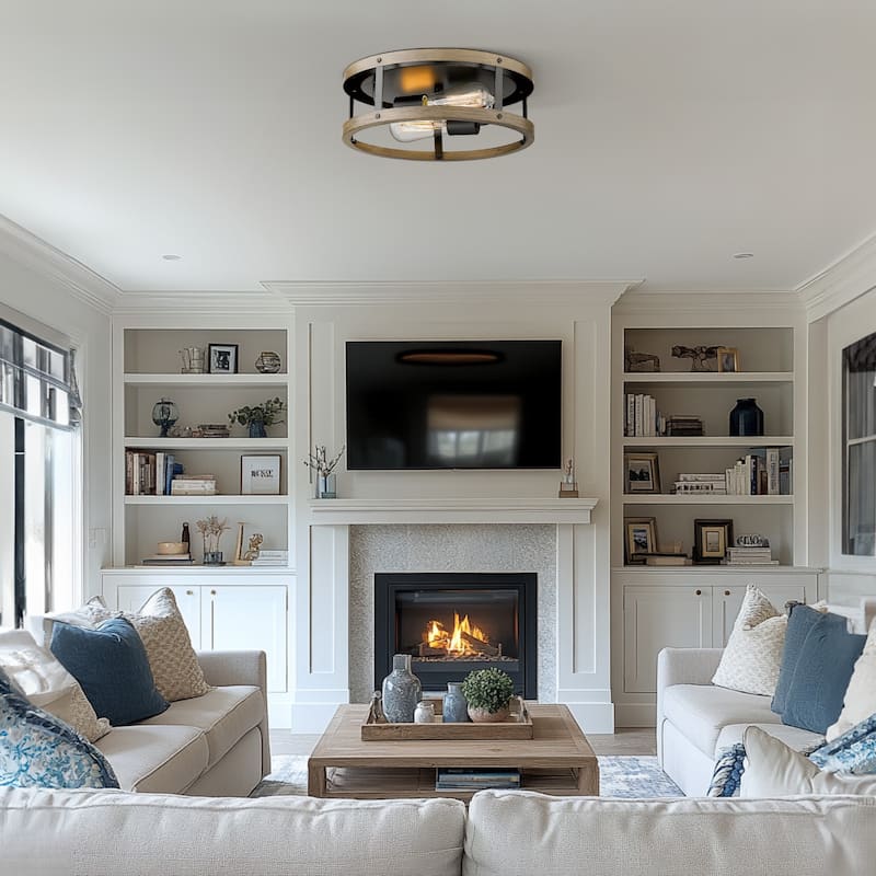 12.9 inch Flush-mount Ceiling Light, Semi-Flush