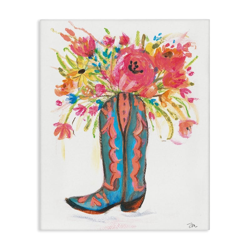 Stupell Floral Cowgirl Boot Pastels Canvas Wall Art Design By Jessica Mingo - 30 x 40