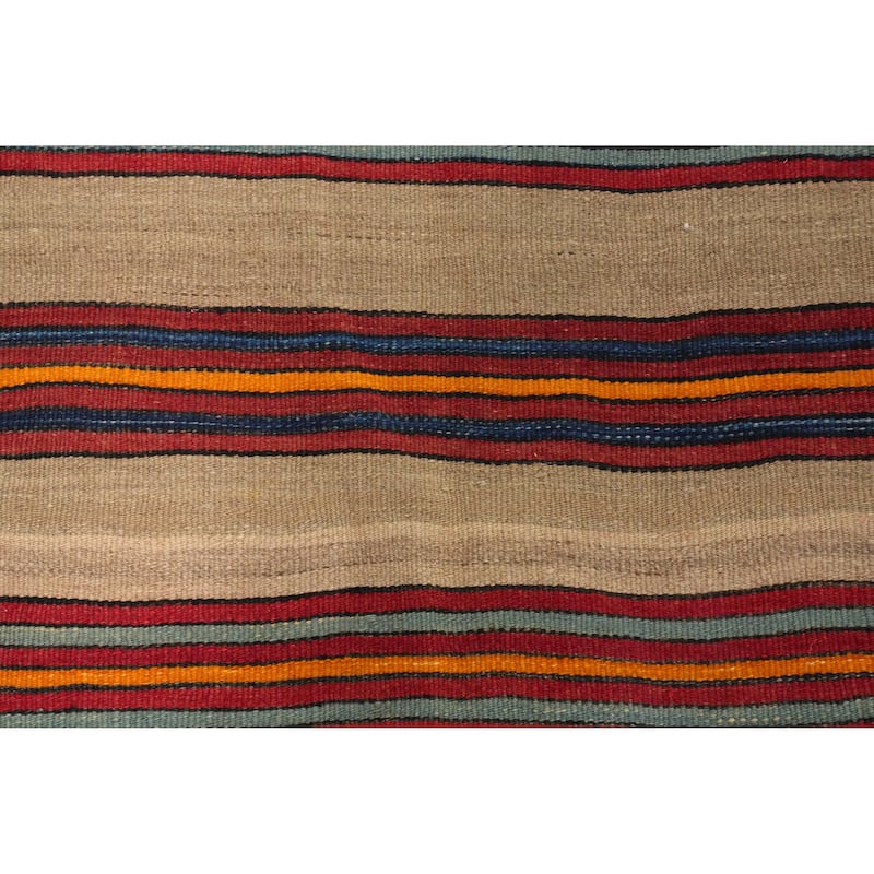 Hand Woven Oriental 100% Wool Carpet Southwestern Geometric Multi-Colored Kilim Area Rug - 8' 1'' X 4' 10''
