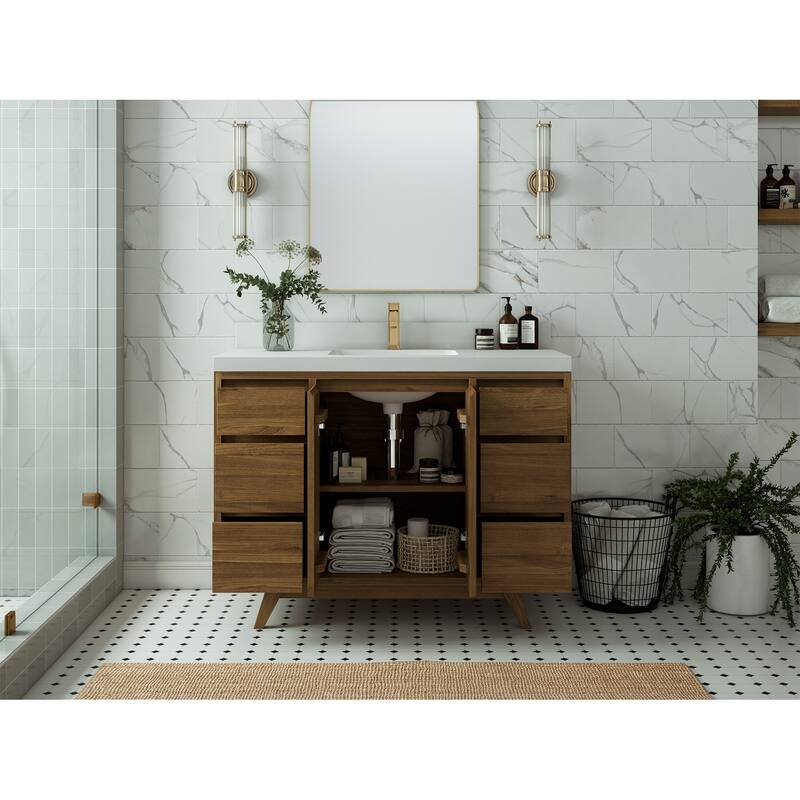 Willow Collections 48 in. W x 22 in. D Madison Teak Single Sink Bathroom Vanity with Countertop