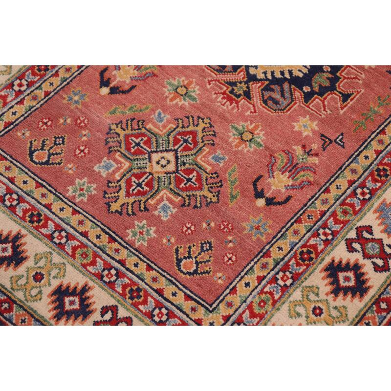 Tribal Kazak Reina Pink/Beige Wool Rug - 3'4'' x 4'10''