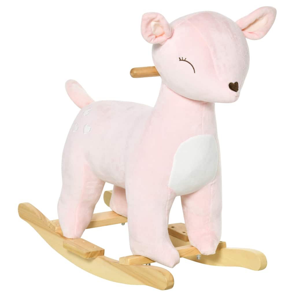 Deer Design Kids Rocking Horse with Realistic Sound Effects, Plush Body, and Pedals for Balance and Comfort