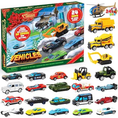 Die Cast Vehicle Advent Calendar: Fun Countdown to Christmas, Premium Quality Daily Surprises for Kids - Multicolor