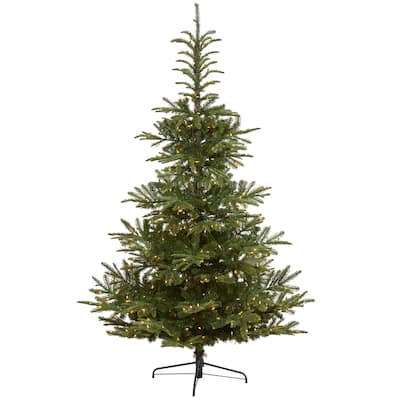7.5' Pre-Lit Layered Washington Spruce Artificial Christmas Tree, Clear LED Lights - 7.5 Foot