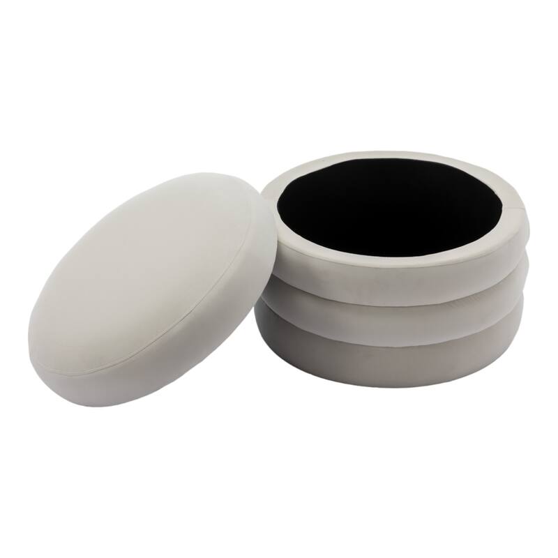 24'' L Upholstered Round Storage Ottoman Footstool