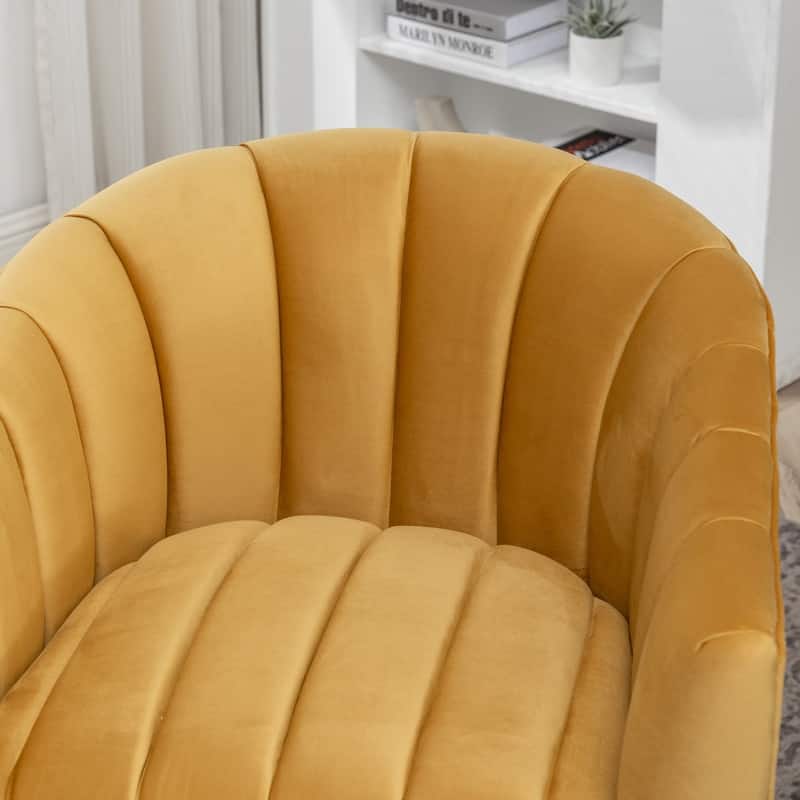 SEYNAR Modern Glam Velvet Upholstered Round 360 Degree Swivel Accent Barrel Chair Set of 2
