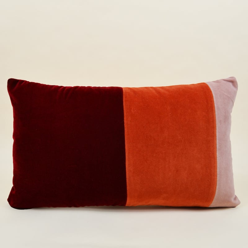 Jiti Indoor Rainbow Modern Contemporary Vertical Striped Cotton Velvet Rectangle Lumbar Pillows Cushions for Sofa Chair 12 x 20