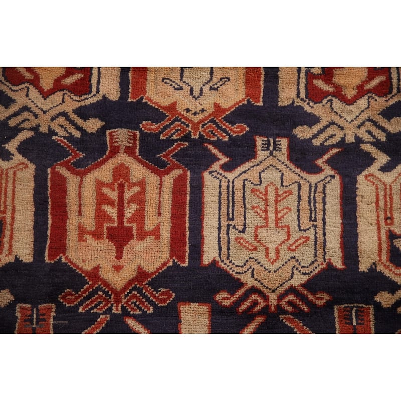Navy Meshkin Persian Vintage Runner Rug Hand-knotted Wool Carpet - 4'3"x 10'0"