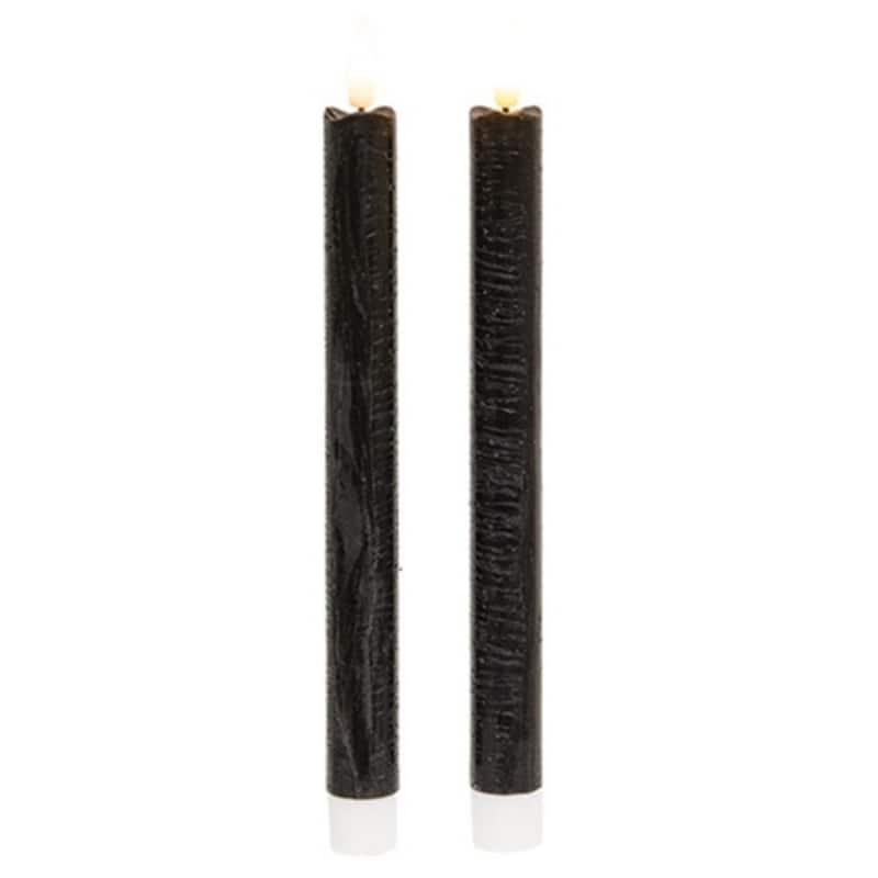 Wax Timer Taper Candles with Faux Flame for Home Decor Set of 2 - 1 x 1 x 10 in. - Black