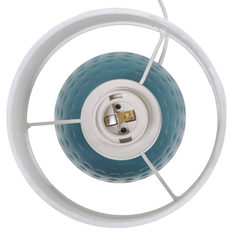 Petite Dimpled Ceramic Table Lamp with Tapered Shade - 12.5" - Teal Blue