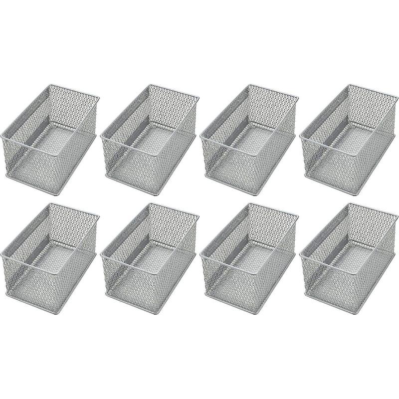 Ybm Home Wire Mesh Magnetic Storage Basket Trash Caddy Office Supply Organizer Silver 7.75 in. L x 4.3 in. W x 4.3 in. H 8 Pack - 7.75 x 4.3 x 4.3 - Silver