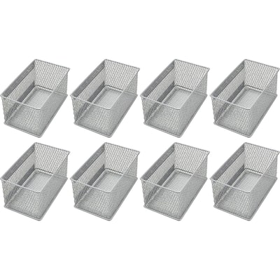 Ybm Home Wire Mesh Magnetic Storage Basket Trash Caddy Office Supply Organizer Silver 7.75 in. L x 4.3 in. W x 4.3 in. H 8 Pack