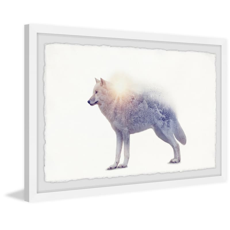 'Bright White Wolf' Framed Painting Print