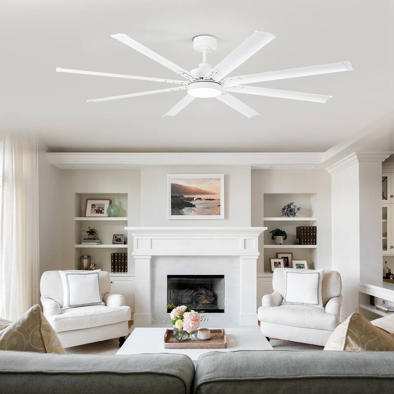 72 in. Integrated LED Indoor Black-Aluminum-Blade Ceiling Fans with Light and Remote - White