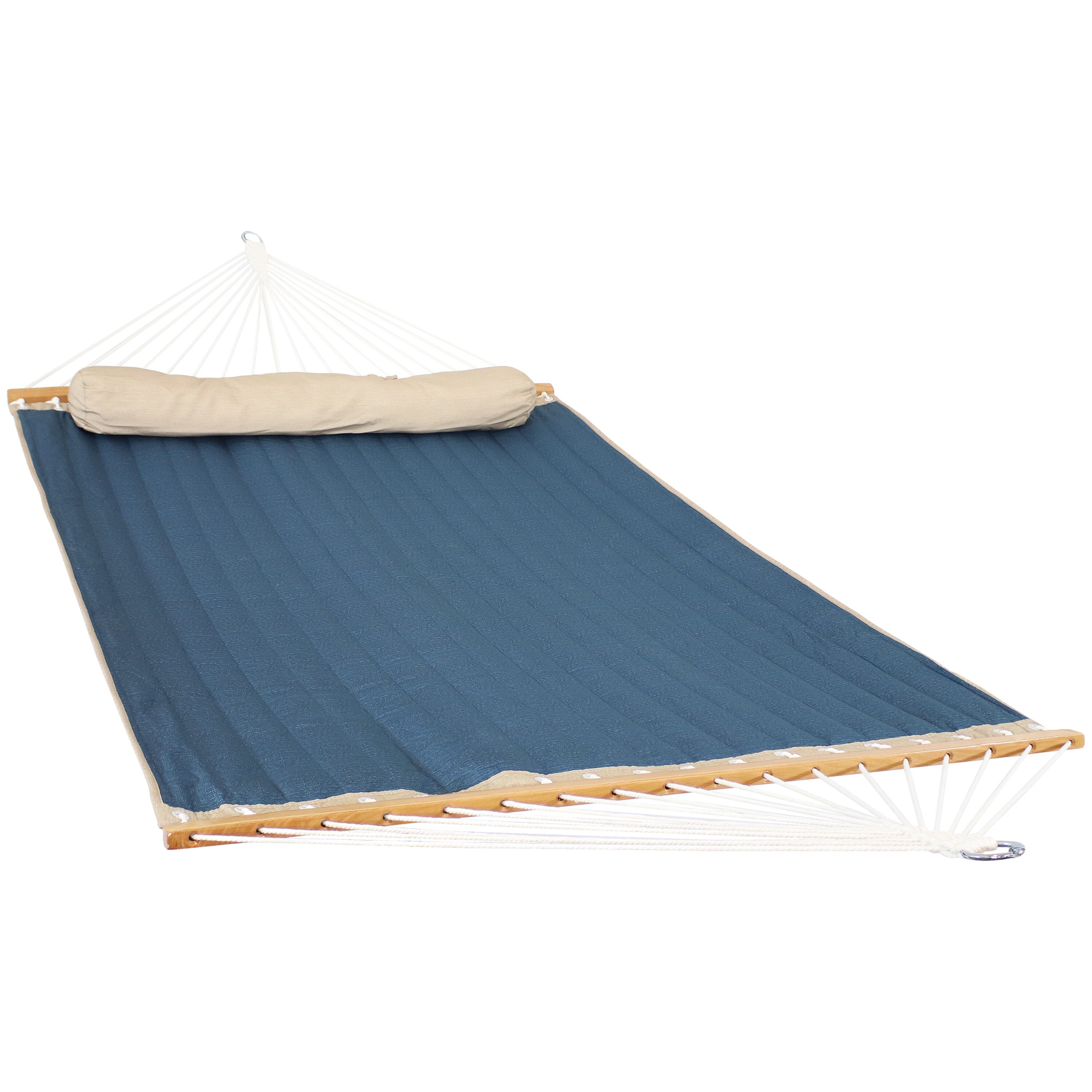 Sunnydaze Decor Sunnydaze 2-Person Quilted Spreader Bar Hammock Bed with Pillow - Tidal Wave