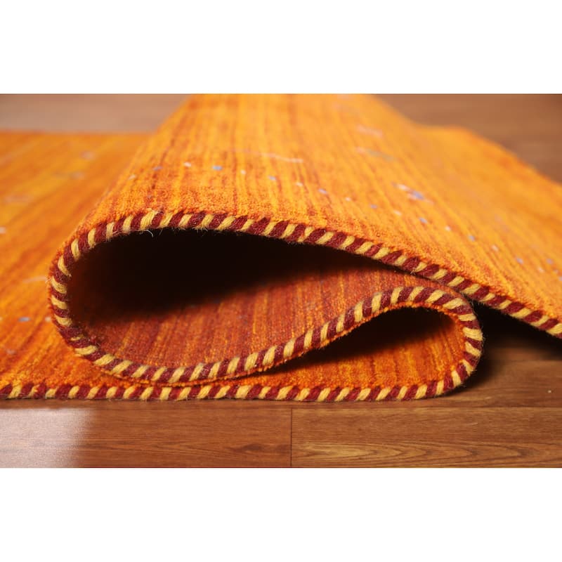 Hand Knotted Oriental 100% Wool Carpet Tribal Tribal Oranges & Rust Gabbeh Area Rug - 5' 10'' X 3' 11''