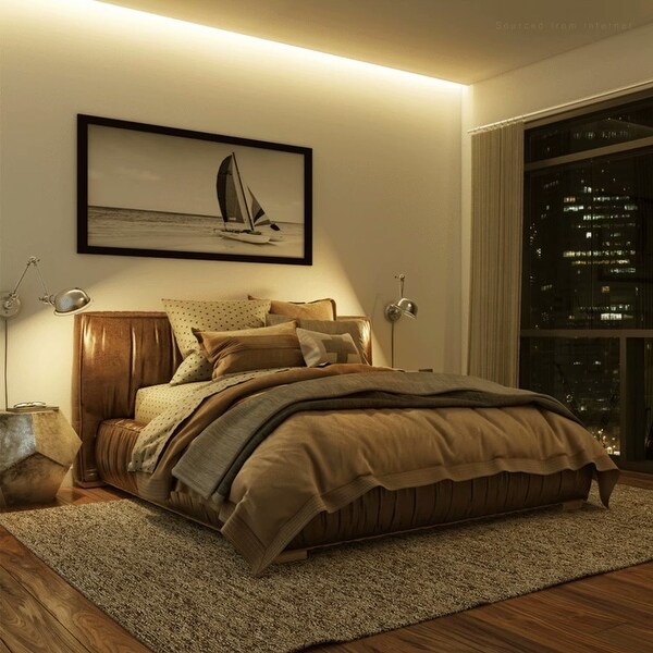 bedroom with led strip lights