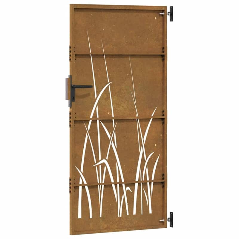 vidaXL Garden Gate Decorative Door Outdoor Fence Corten Steel Grass Design