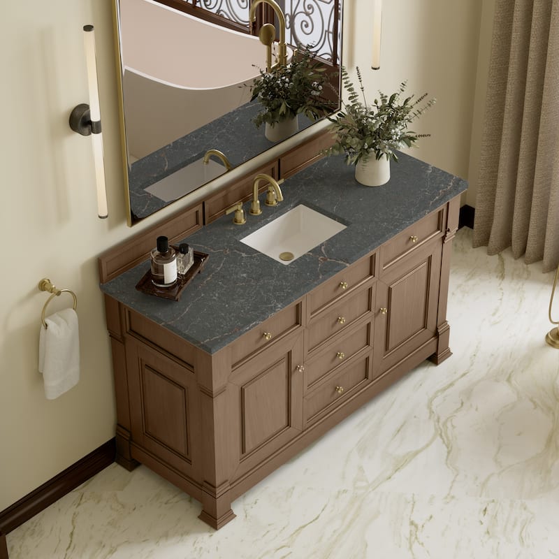 Brookfield 60S" Single Vanity, Pecan - Parisien Bleu
